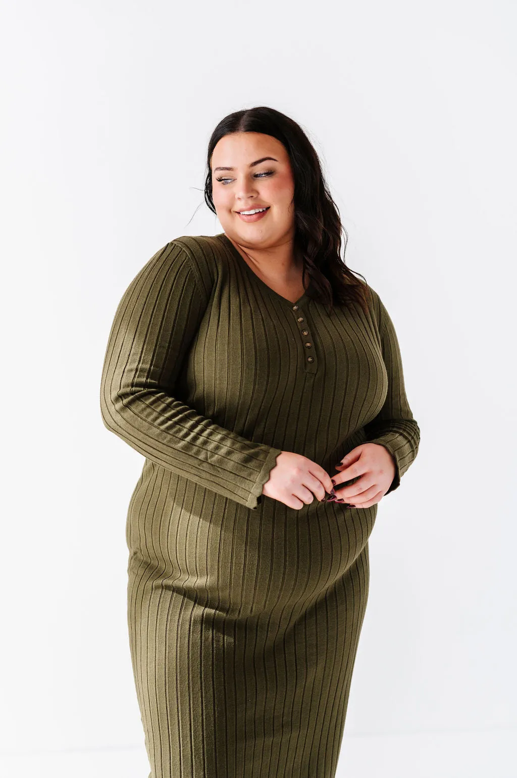 Willow Sweater Dress in Olive - Size X-Large & 1X Left