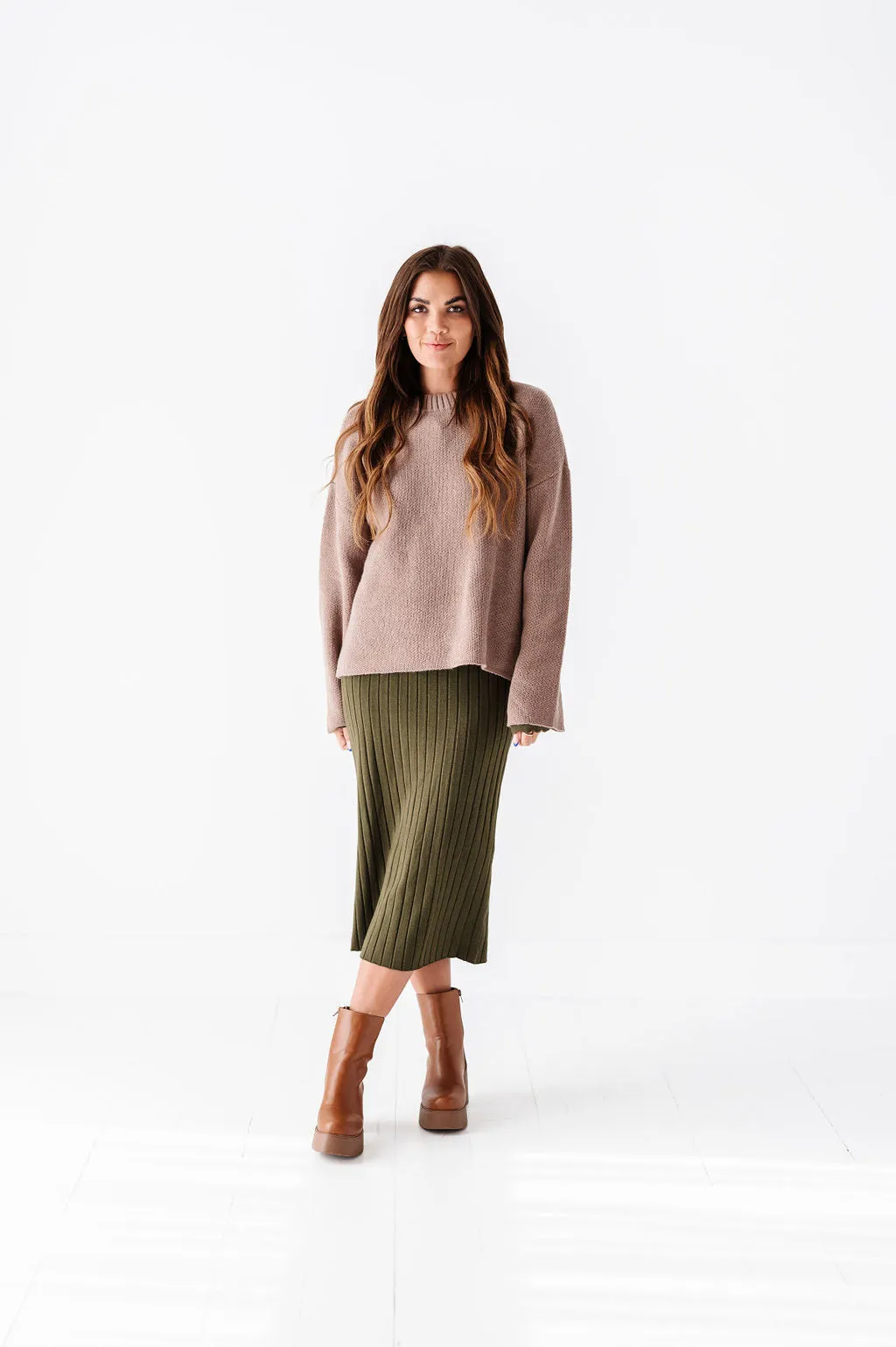 Willow Sweater Dress in Olive - Size X-Large & 1X Left