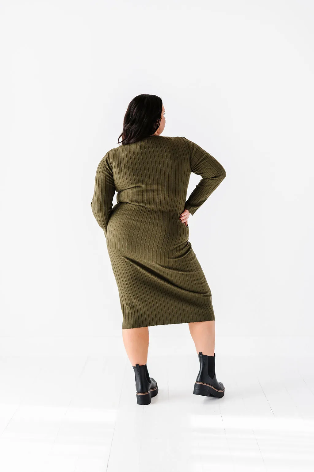 Willow Sweater Dress in Olive - Size X-Large & 1X Left