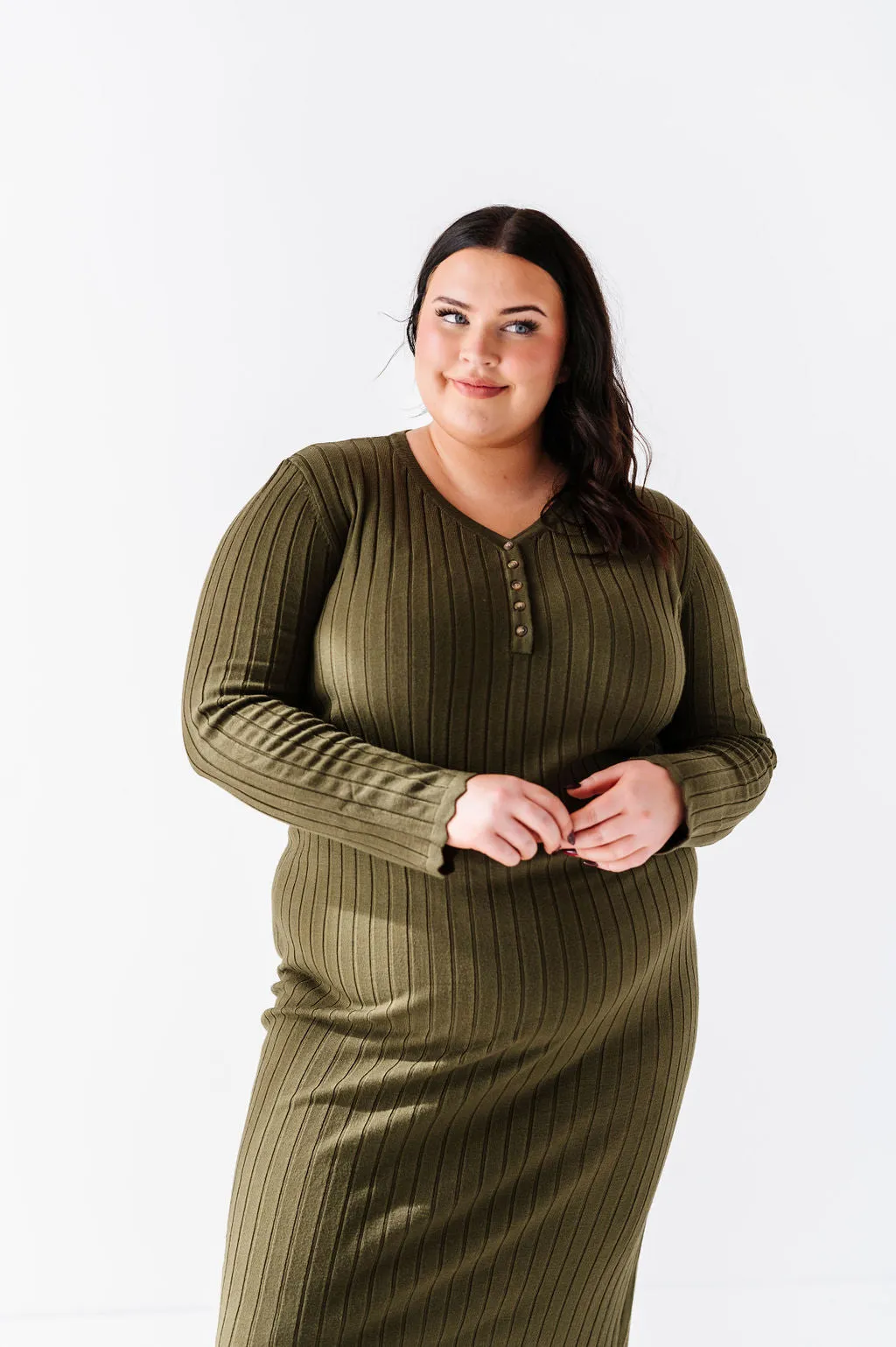 Willow Sweater Dress in Olive - Size X-Large & 1X Left