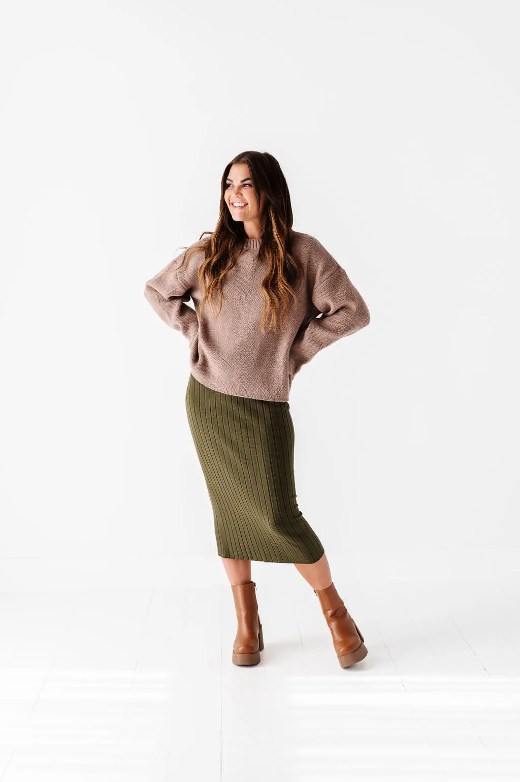 Willow Sweater Dress in Olive - Size X-Large & 1X Left