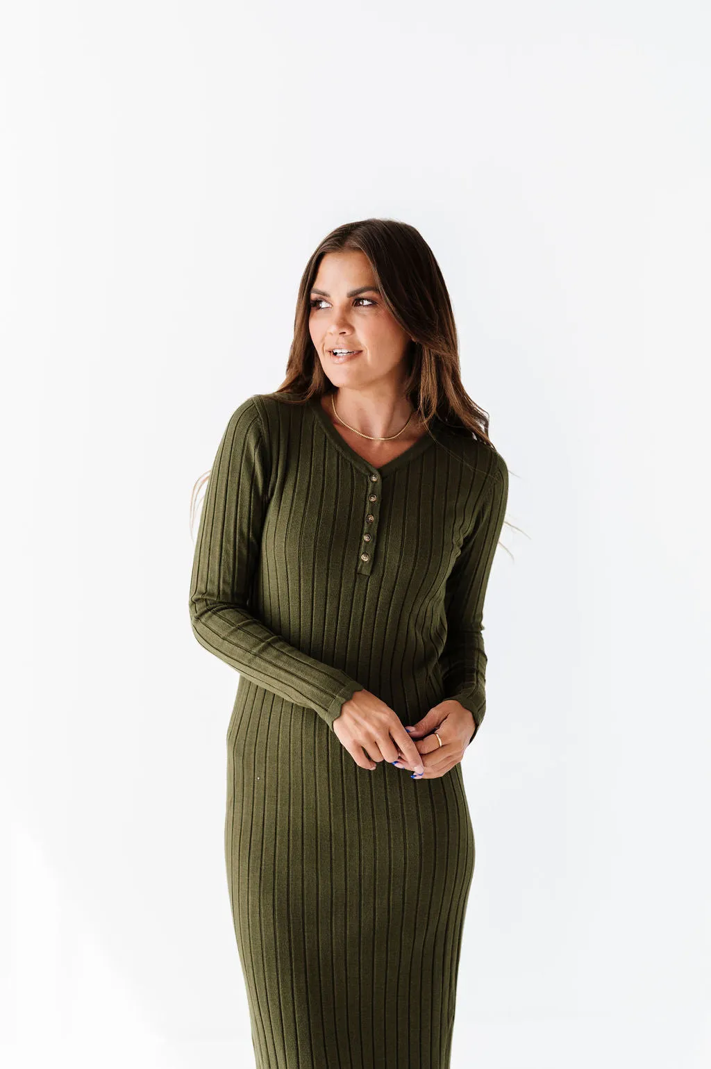 Willow Sweater Dress in Olive - Size X-Large & 1X Left