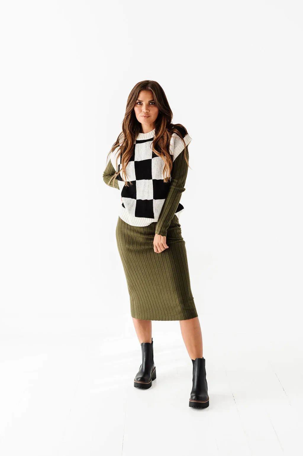 Willow Sweater Dress in Olive - Size X-Large & 1X Left