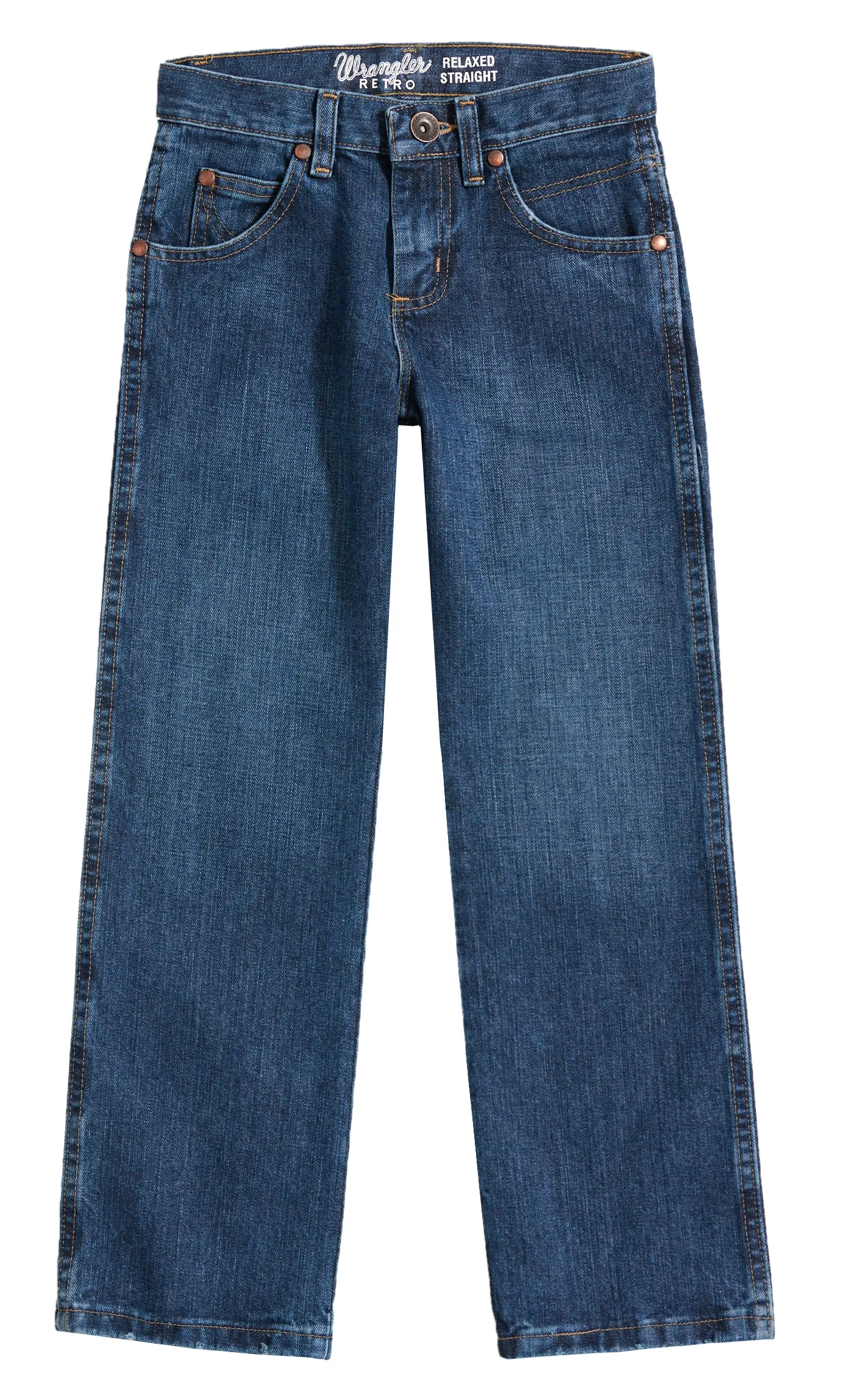 Wrangler Retro Boys' Everyday Blue Medium Wash Relaxed Fit Straight Leg Jeans (8-16)