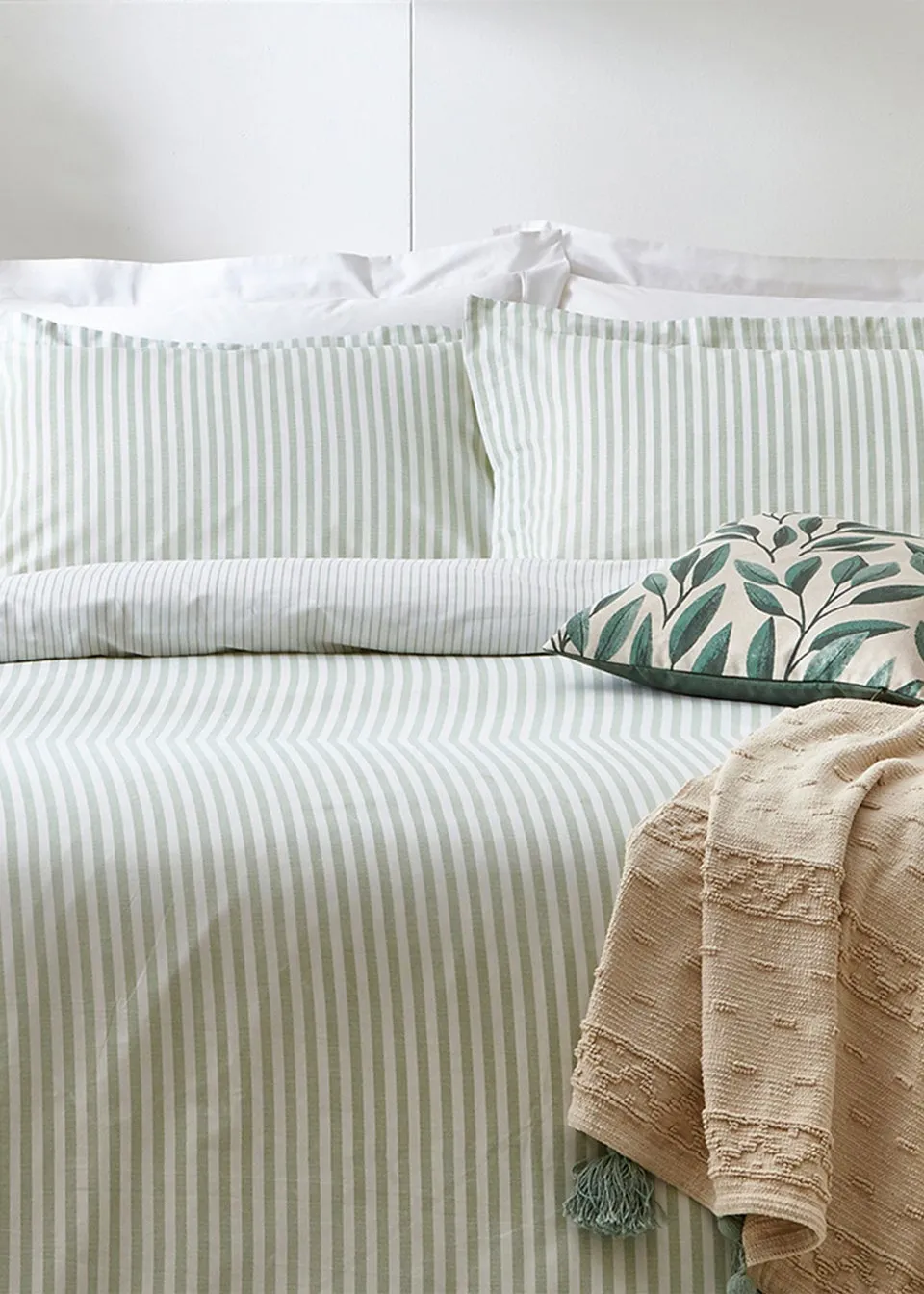 Yard Hebden Melange Green Stripe Duvet Cover Set