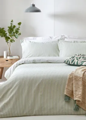 Yard Hebden Melange Green Stripe Duvet Cover Set